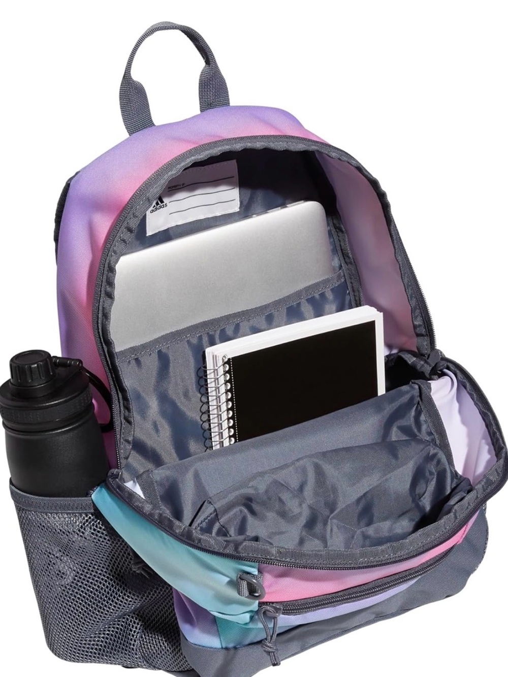adidas Kids Pink Purple Blue Ombre Backpack - Picture 2 of 8